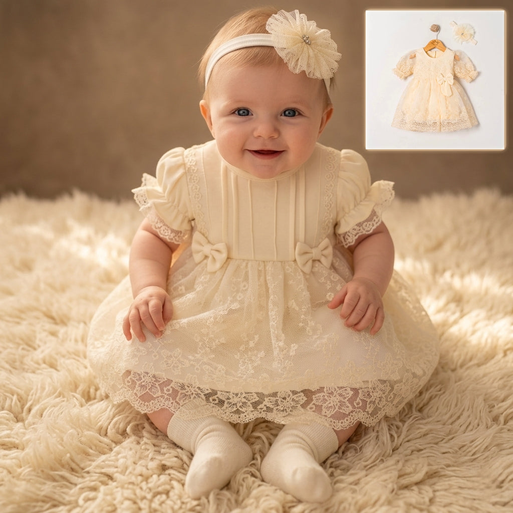 Ivory Whisper – Baby Dress with Headband