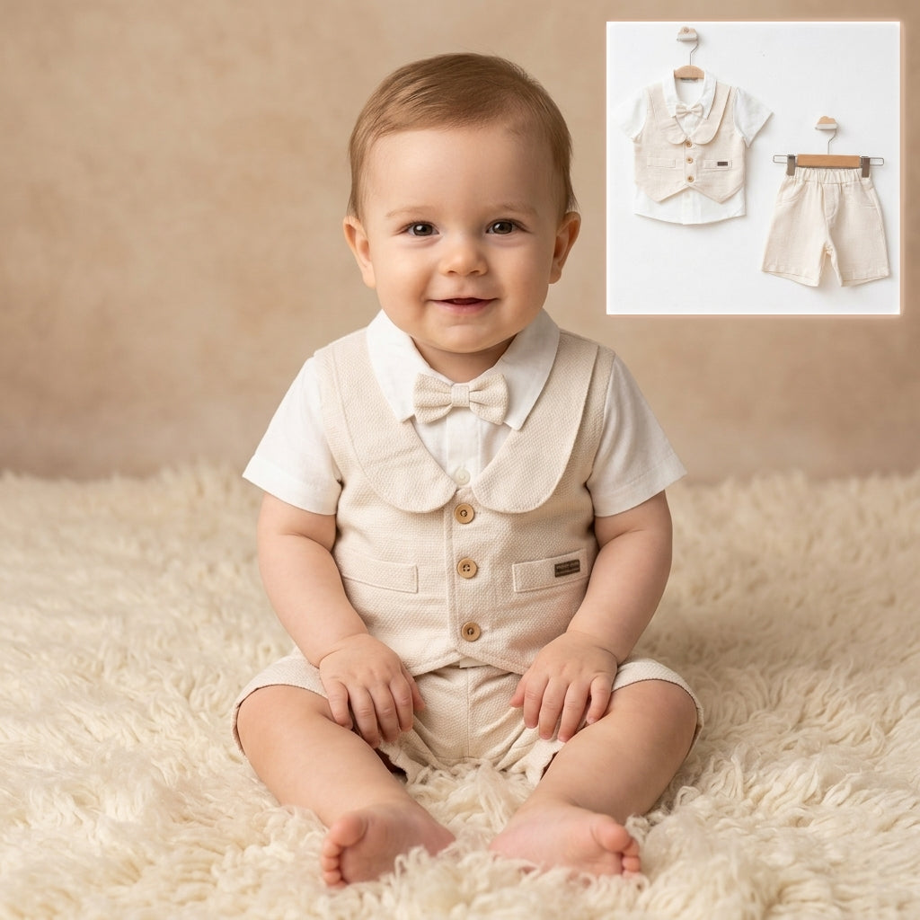 Sandstone Charm – Baby Boy Linen Set