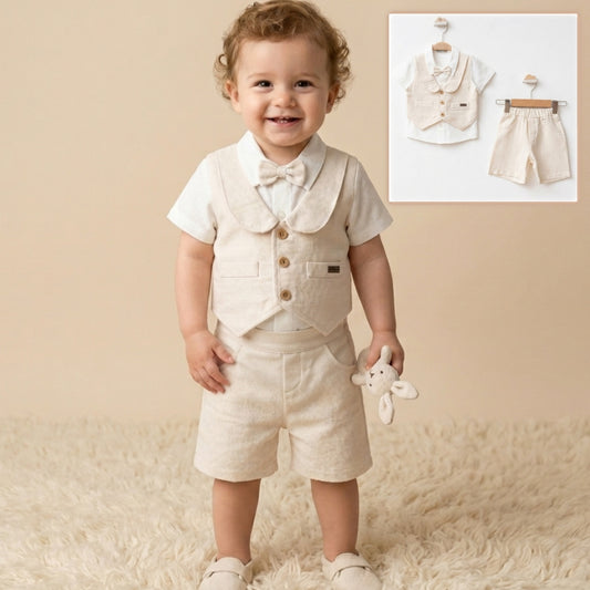 Sandstone Charm – Baby Boy Linen Set