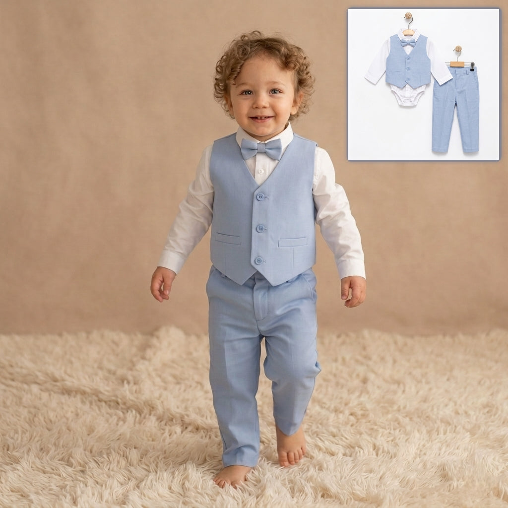 Pastel Blue Charm – Baby Boy Suit Set