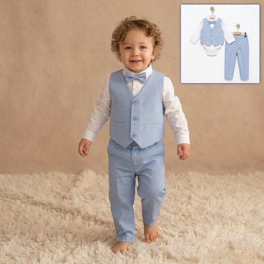Pastel Blue Charm – Baby Boy Suit Set