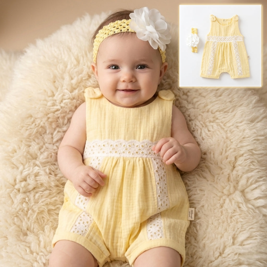 Sunbeam Lace – Baby Girl Romper Set