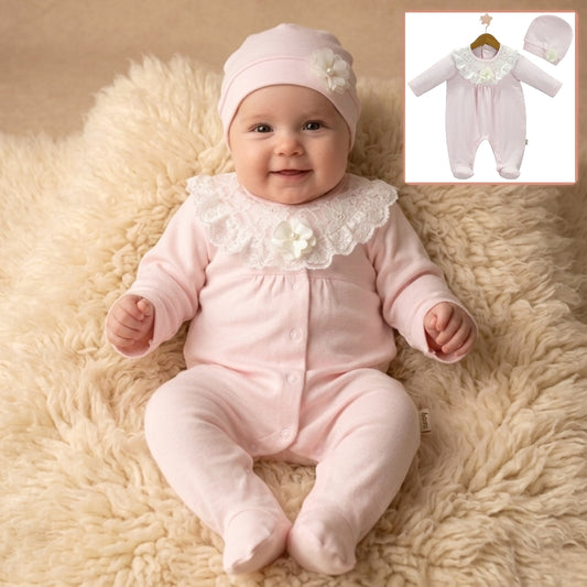 Blush Lace Whisper – Baby Girl Outfit Set