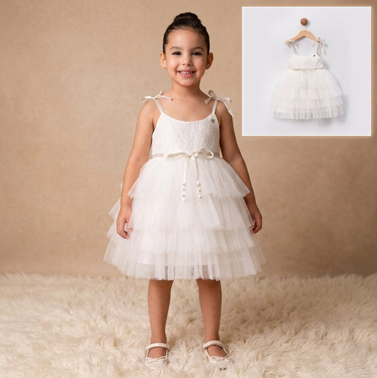 “Ivory Bloom” Baby Dress – Lace Bodice & Tulle Skirt