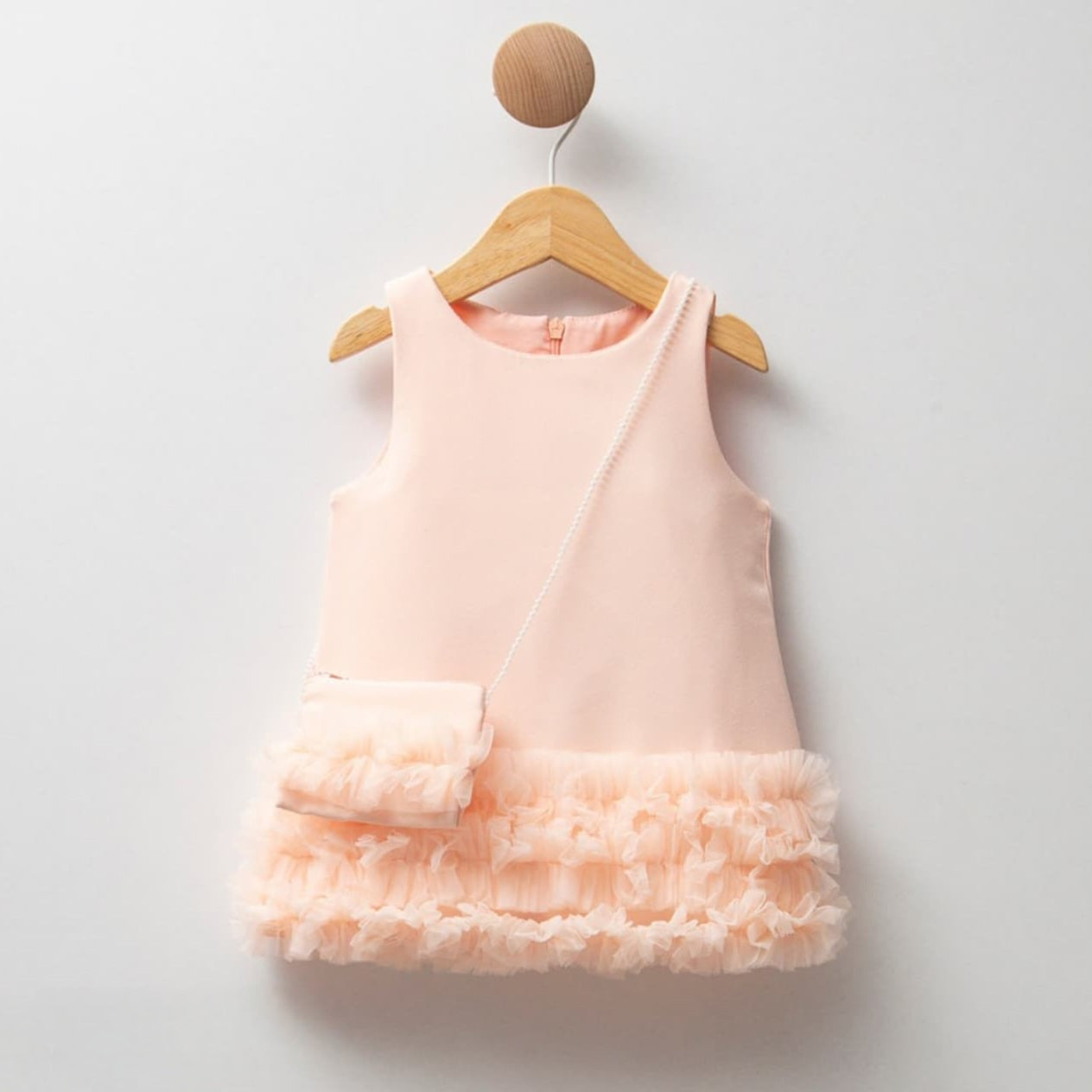 Saumon Dress with Cross Bag