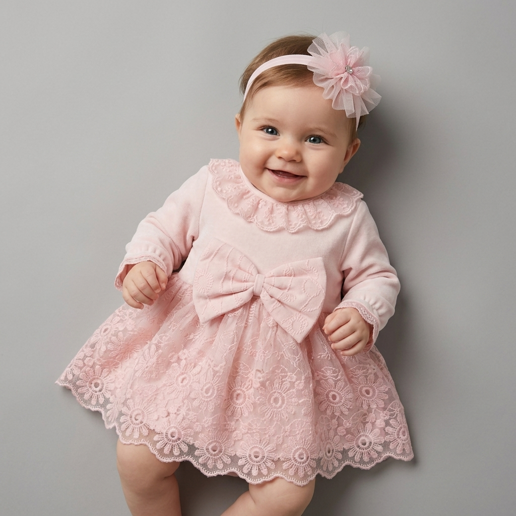 The Penelope Embroidered Lace Dress Set – Soft Pink
