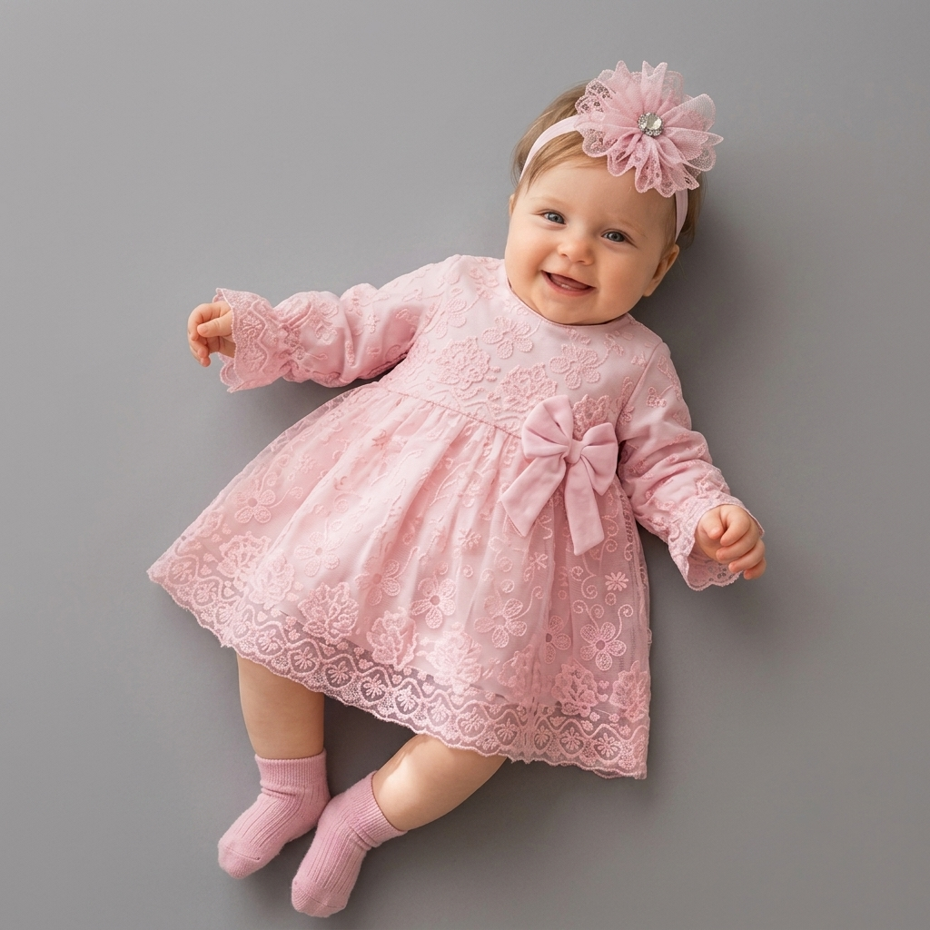 The Arabella Embroidered Lace Dress Set – Soft Pink
