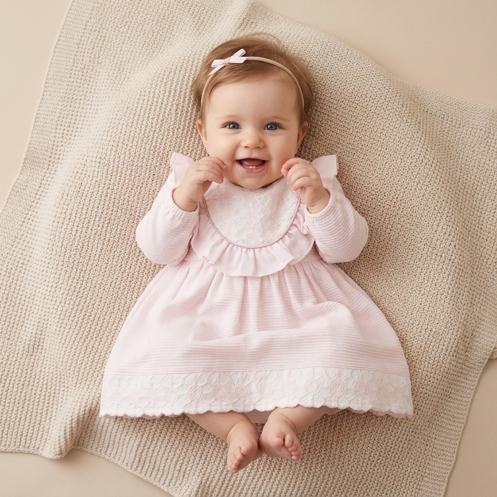 Blush Lace Bloom – Baby Girl Pink Dress