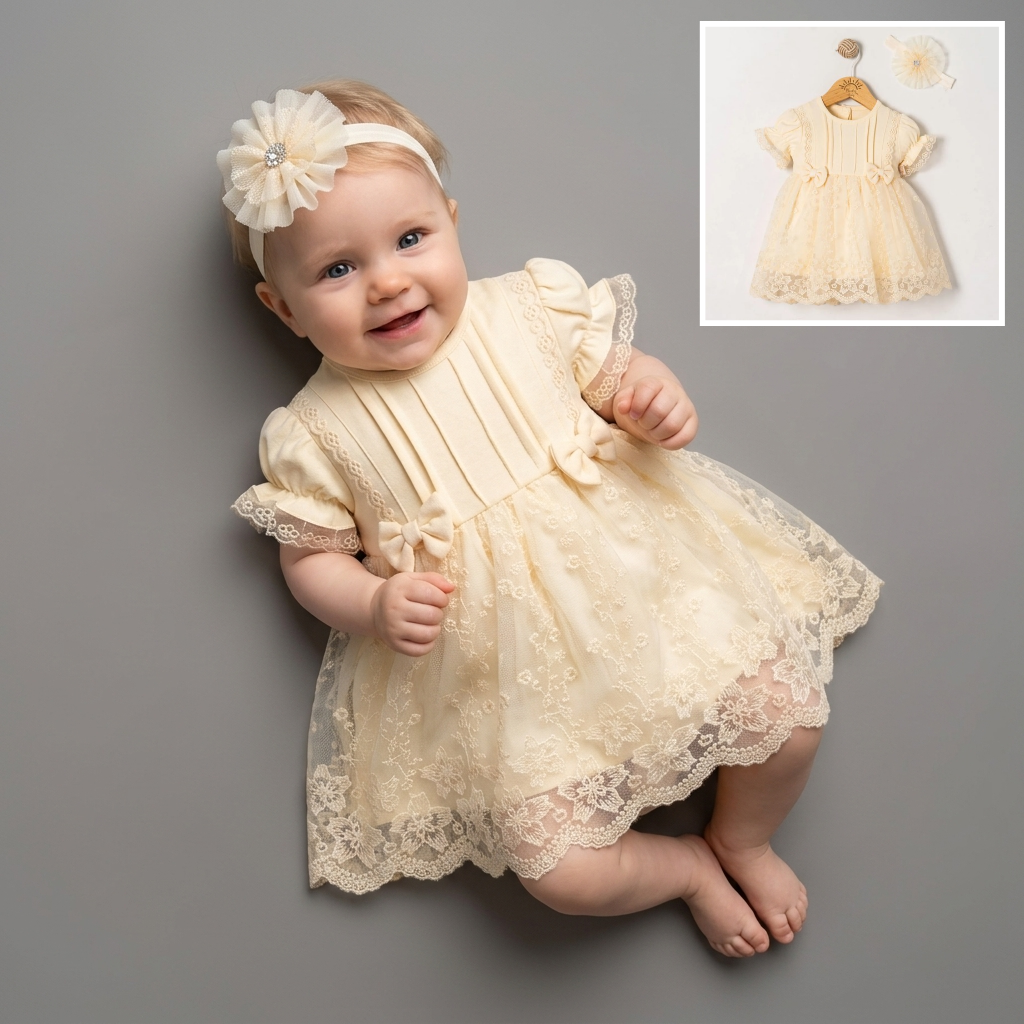 Ivory Whisper – Baby Dress with Headband