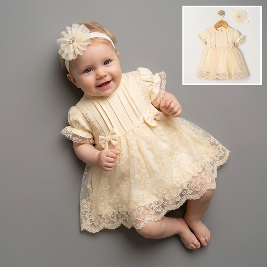 Ivory Whisper – Baby Dress with Headband