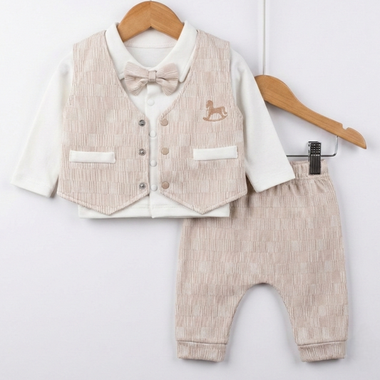 Beige Gentleman Charm – Baby Boy Outfit