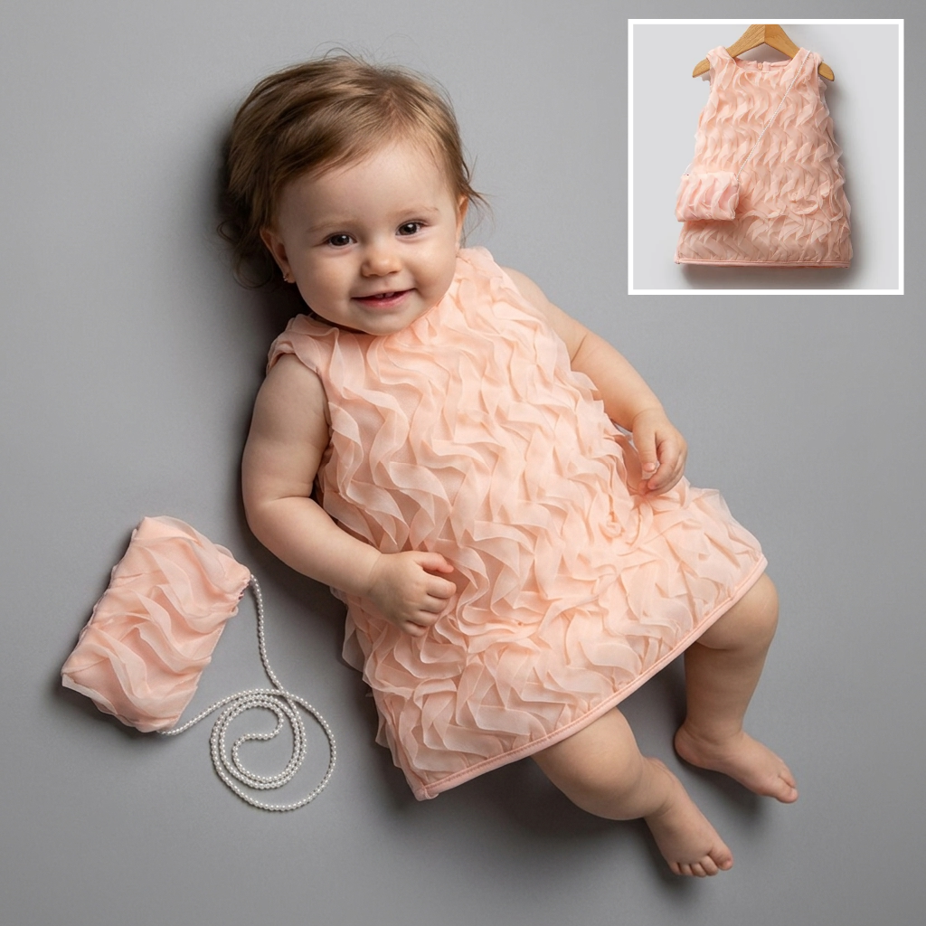 Peach Petal Charm – Baby Girl Dress