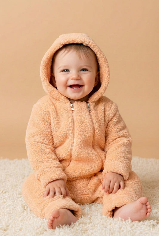 Baby Fleece Overall - Peach
