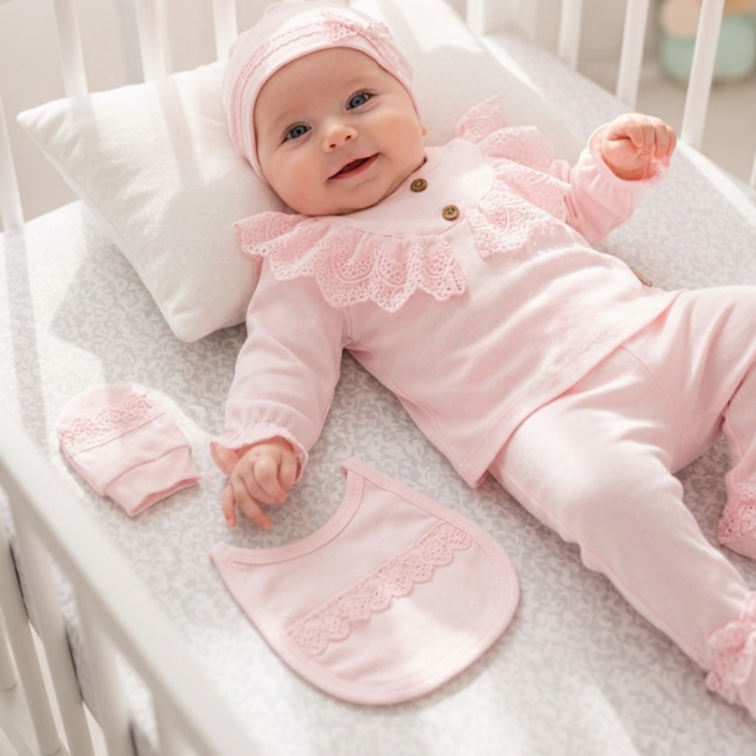 Pink Lace Elegance – Baby Girl Set