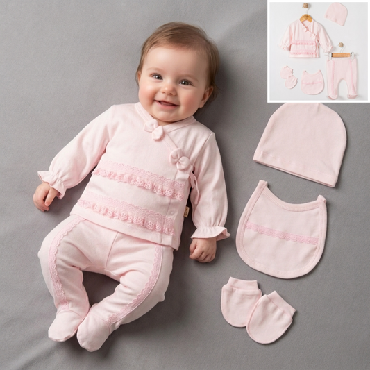Pink 5-Piece Lace Baby Girl Set