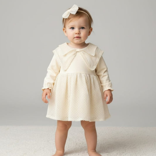 The "Sweetheart" Baby Dress Set - Beige