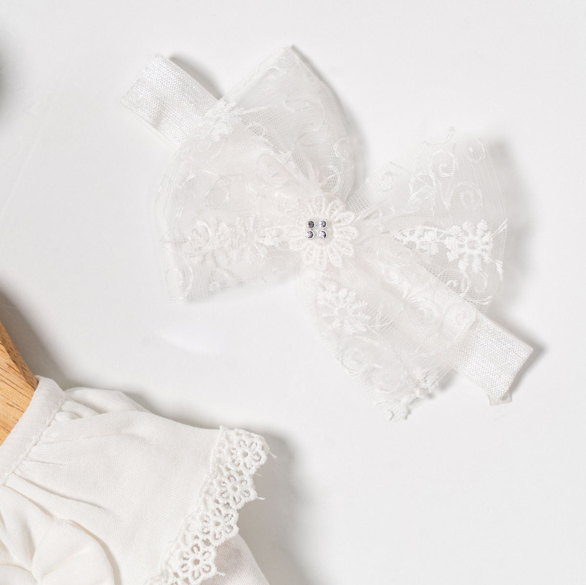White Lace Baby Girl Dress with Headband
