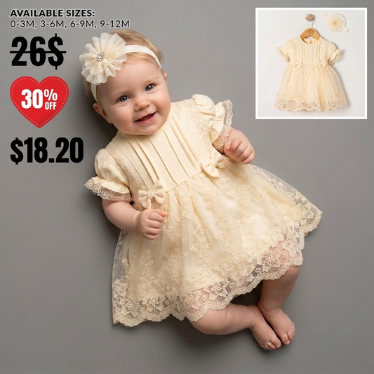 Ivory Whisper – Baby Dress with Headband