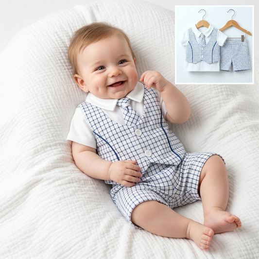 Skylight Charm – Baby Boy Checkered Set