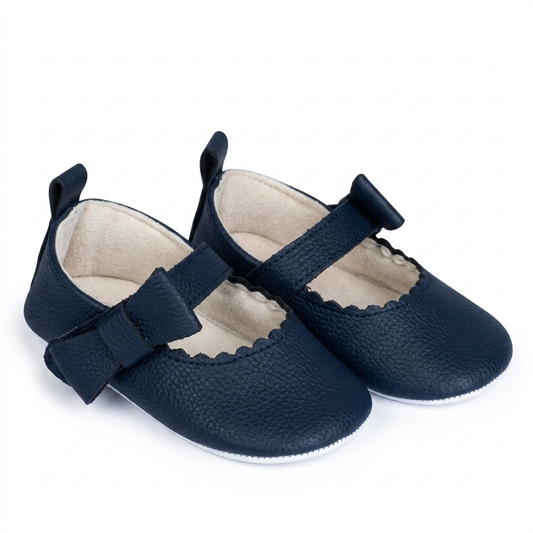 Minimalist Faux-Leather Baby Mary Janes – Deep Navy