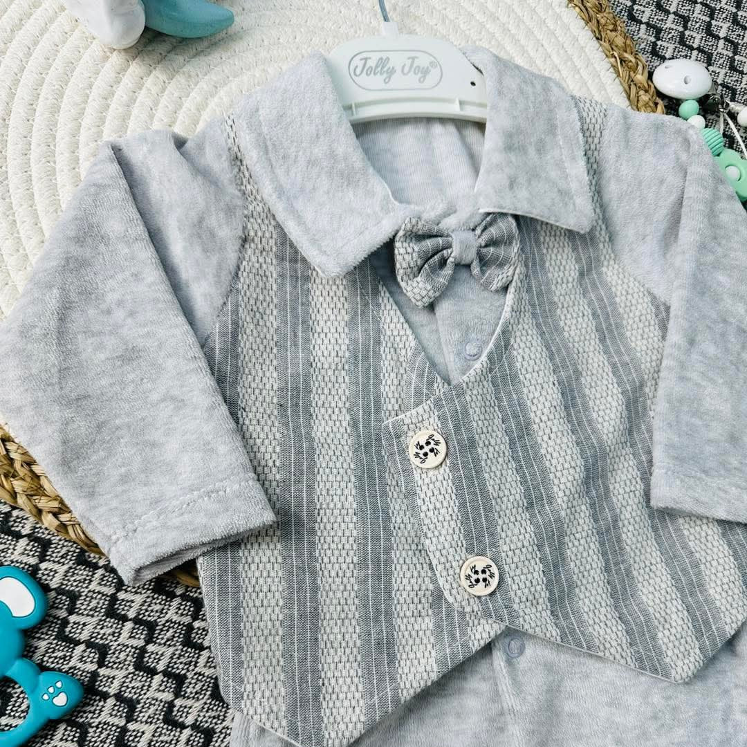 Striped Vest Footed Onesie