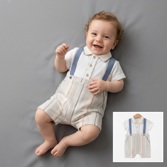 Vintage Stripes – Baby Boy Romper