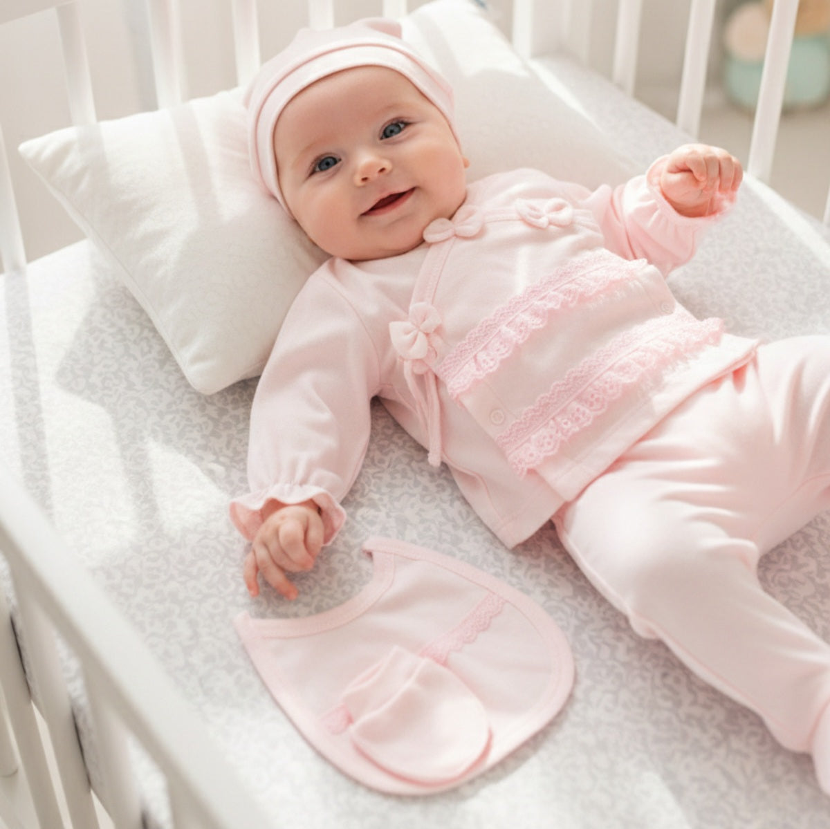 Pink 5-Piece Lace Baby Girl Set