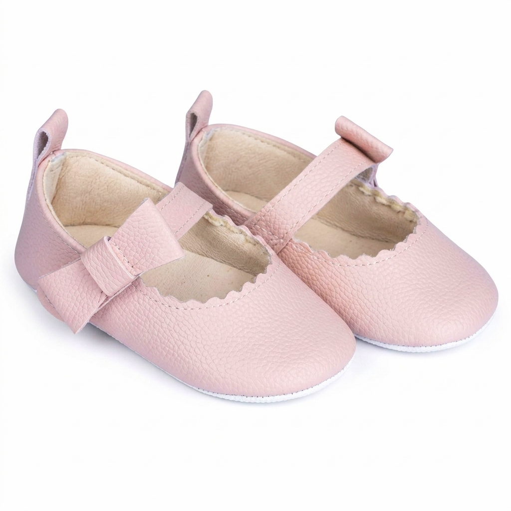 Scalloped Mary Jane Pre-Walker Flats – Dusty Rose