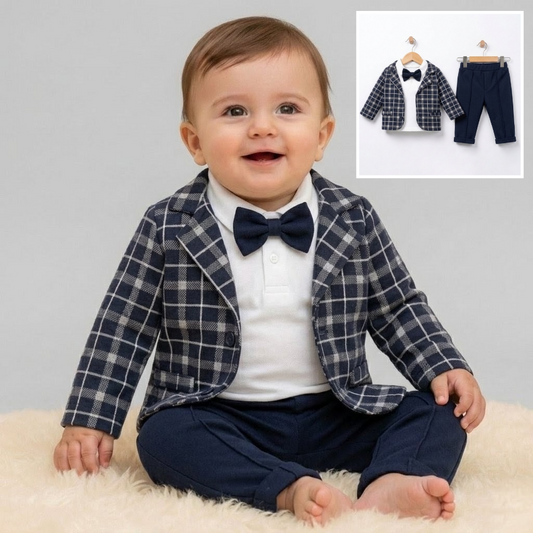The Christian 4-Piece Formal Suit Set – Navy Plaid