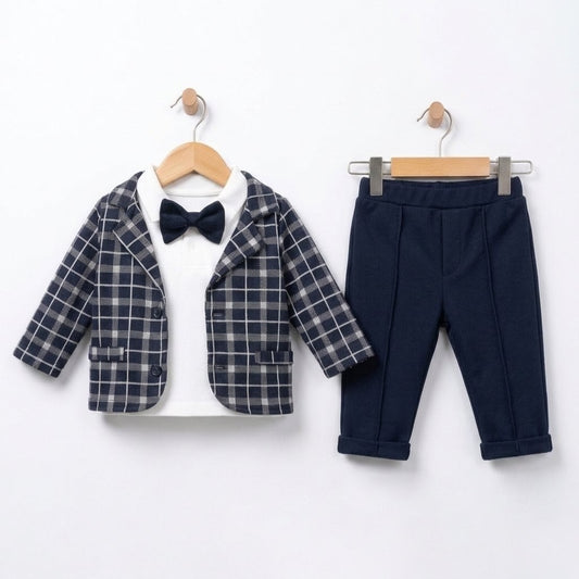 The Christian 4-Piece Formal Suit Set – Navy Plaid