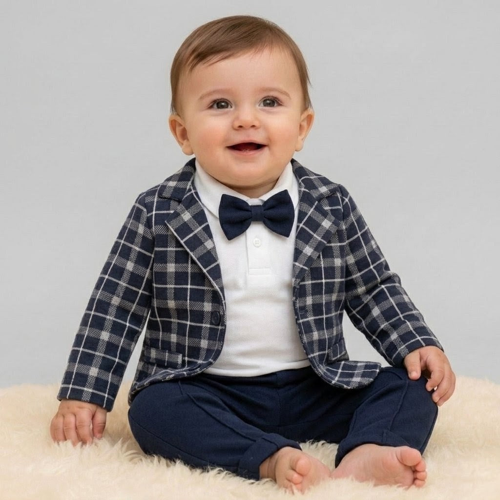 The Christian 4-Piece Formal Suit Set – Navy Plaid