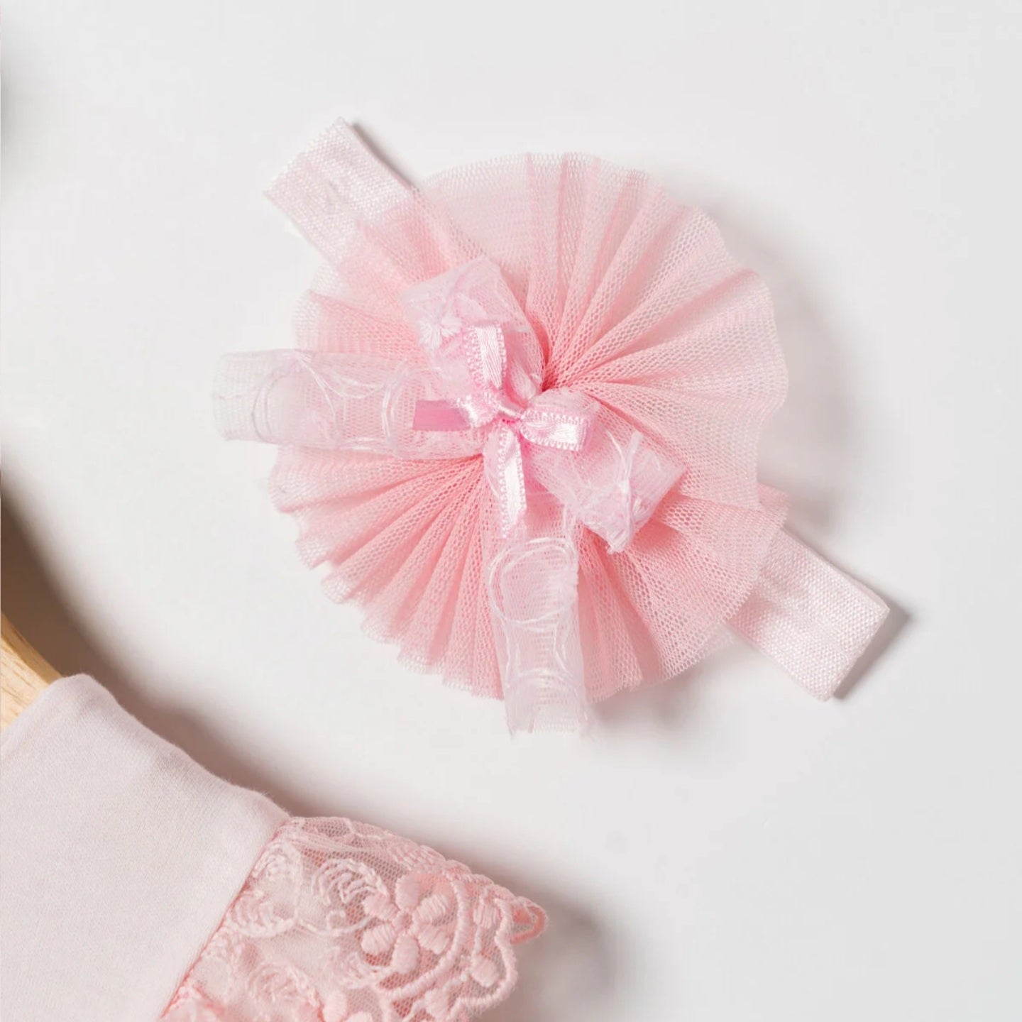 Pink Lace Baby Dress with Headband