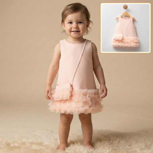 Saumon Dress with Cross Bag