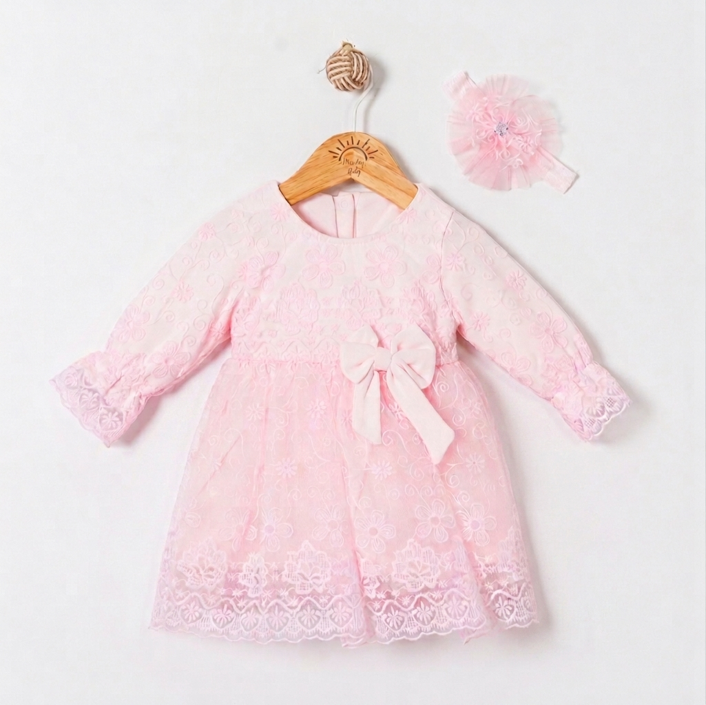 The Arabella Embroidered Lace Dress Set – Soft Pink