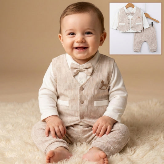 Beige Gentleman Charm – Baby Boy Outfit