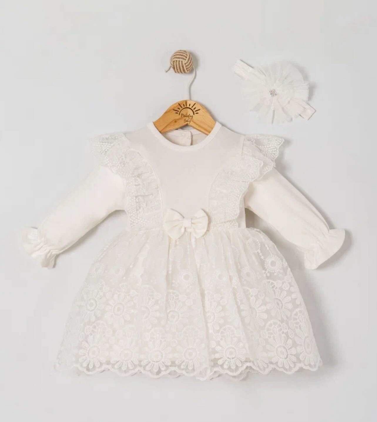 The Seraphina Embroidered Lace Dress Set – Pure White
