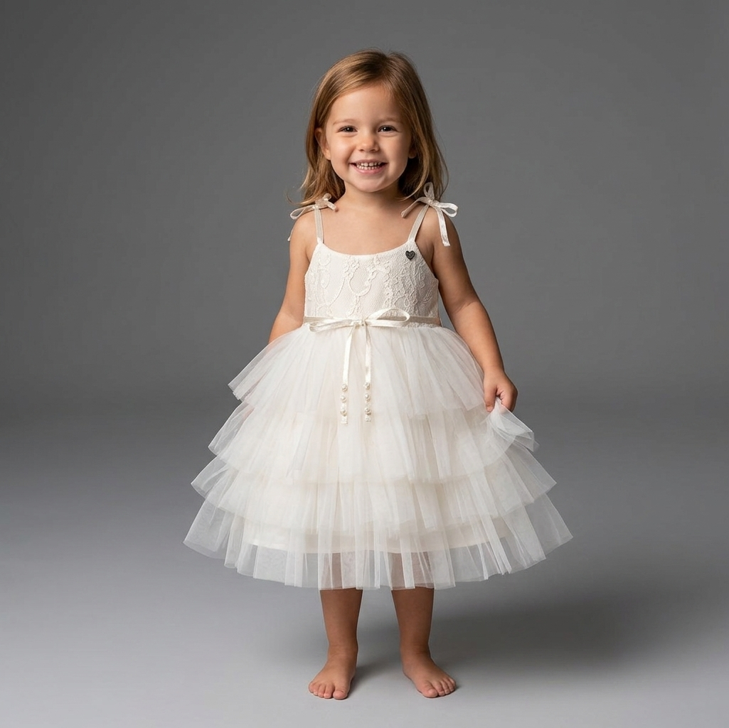 “Ivory Bloom” Baby Dress – Lace Bodice & Tulle Skirt
