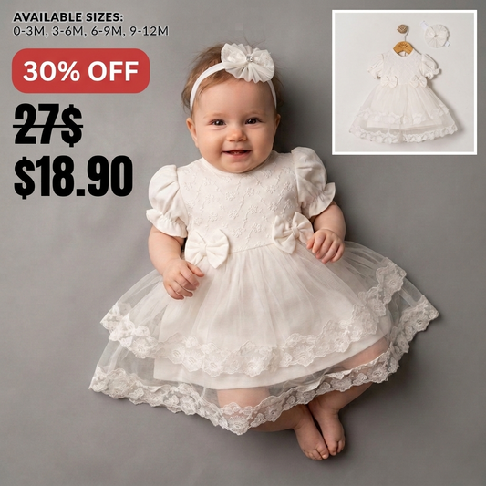 Snow Petal – Baby Dress with Headband