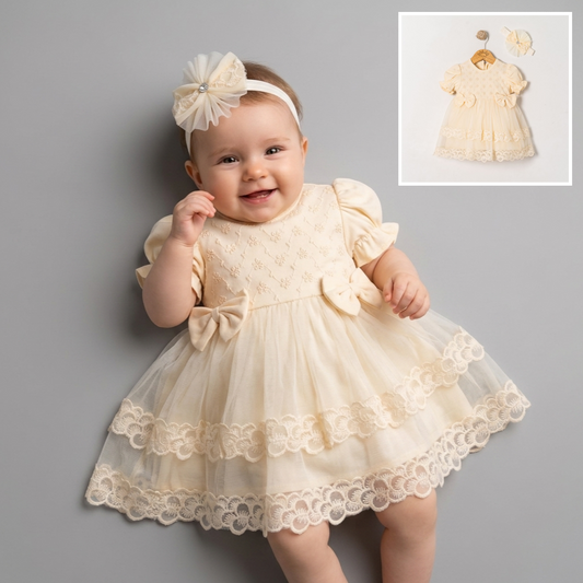 Pearl Blossom – Baby Dress with Headband