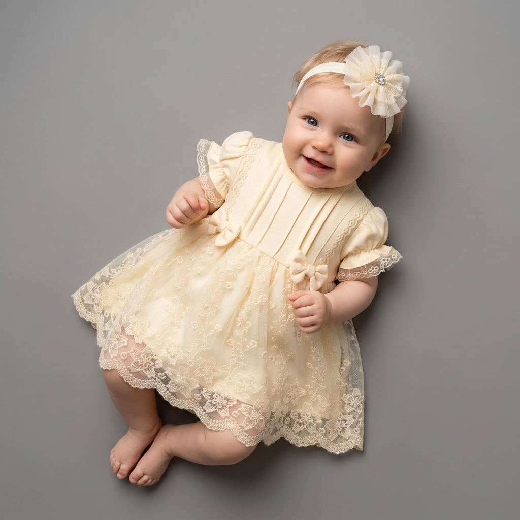Ivory Whisper – Baby Dress with Headband